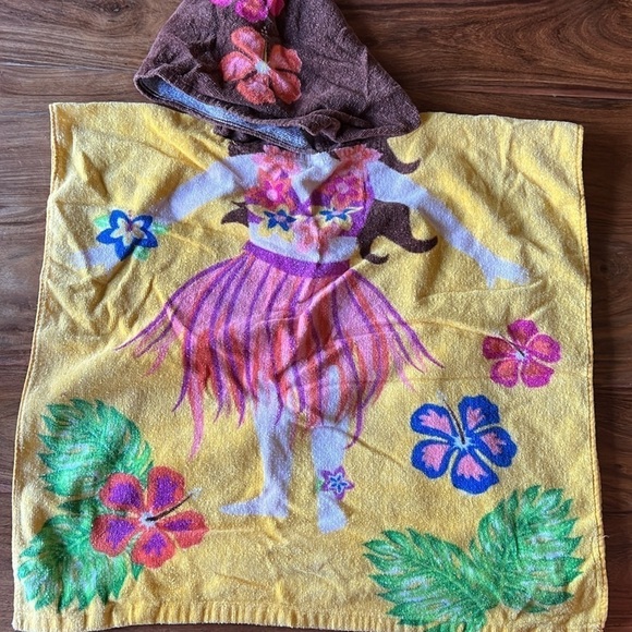 Yellow Hula Girl Floral Swim Towel Cover Up with Hood 🌺 - Picture 1 of 8